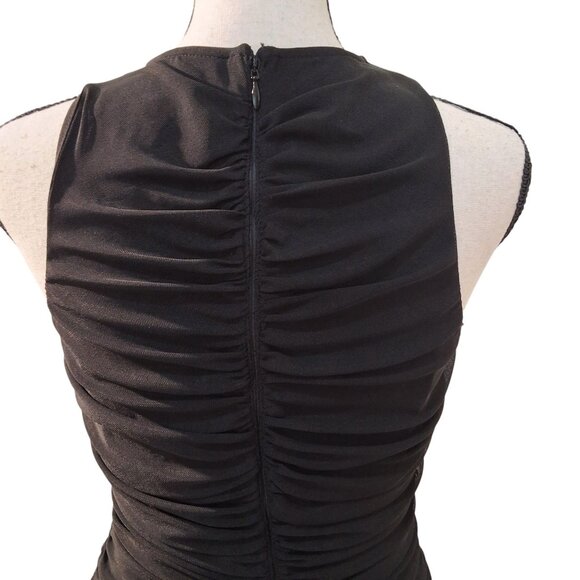White House Black Market Black Ruched Mesh Sleeveless Cocktail Dress XS NWOT - Picture 4 of 8